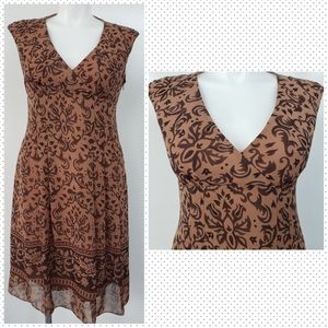EVAN PICONE Sleeveless Brown & Beige Floral Dress